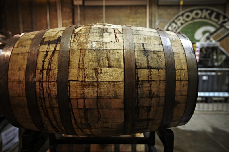 wooden barrel in Brooklyn Brewery